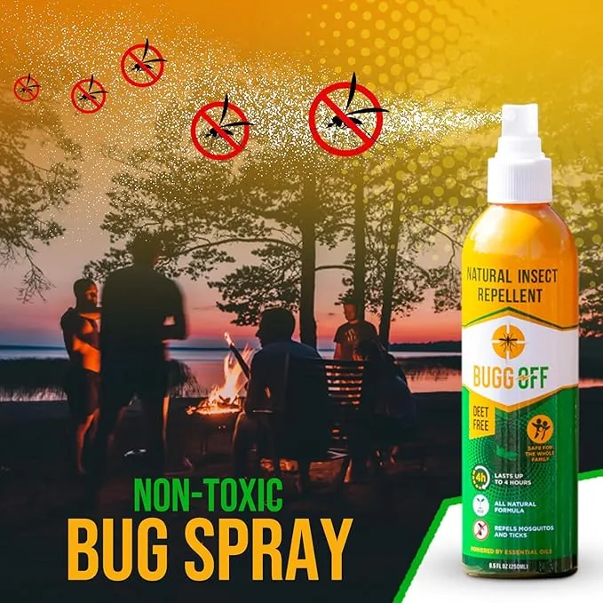 Natrual Mosquito, Gnats & Tick Spray Repellent, 8.5 FL OZ (250ml) Deet Free, Made with Essential Oils, Lasts up to 4 Hours Original (1, 8.5Oz)