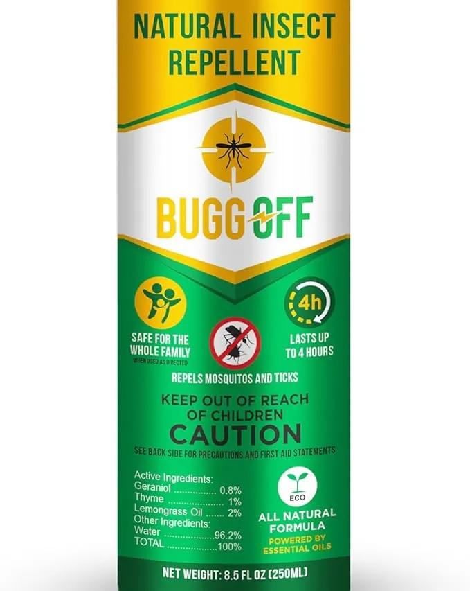 Natrual Mosquito, Gnats & Tick Spray Repellent, 8.5 FL OZ (250ml) Deet Free, Made with Essential Oils, Lasts up to 4 Hours Original (1, 8.5Oz)