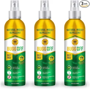 Natrual Mosquito, Gnats & Tick Spray Repellent, 8.5 FL OZ (250ml) Deet Free, Made with Essential Oils, Lasts up to 4 Hours Original (3 Pack)
