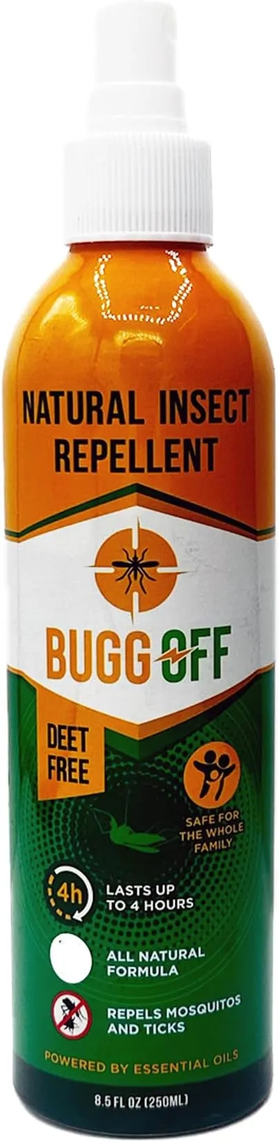 Natrual Mosquito, Gnats & Tick Spray Repellent, 8.5 FL OZ (250ml) Deet Free, Made with Essential Oils, Lasts up to 4 Hours Original (3 Pack)