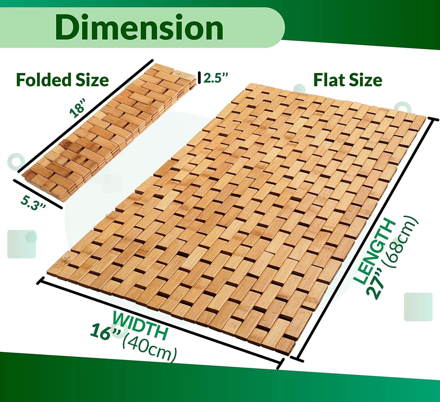 Natural Bamboo Wood Bath Mat, Wooden Door Mat