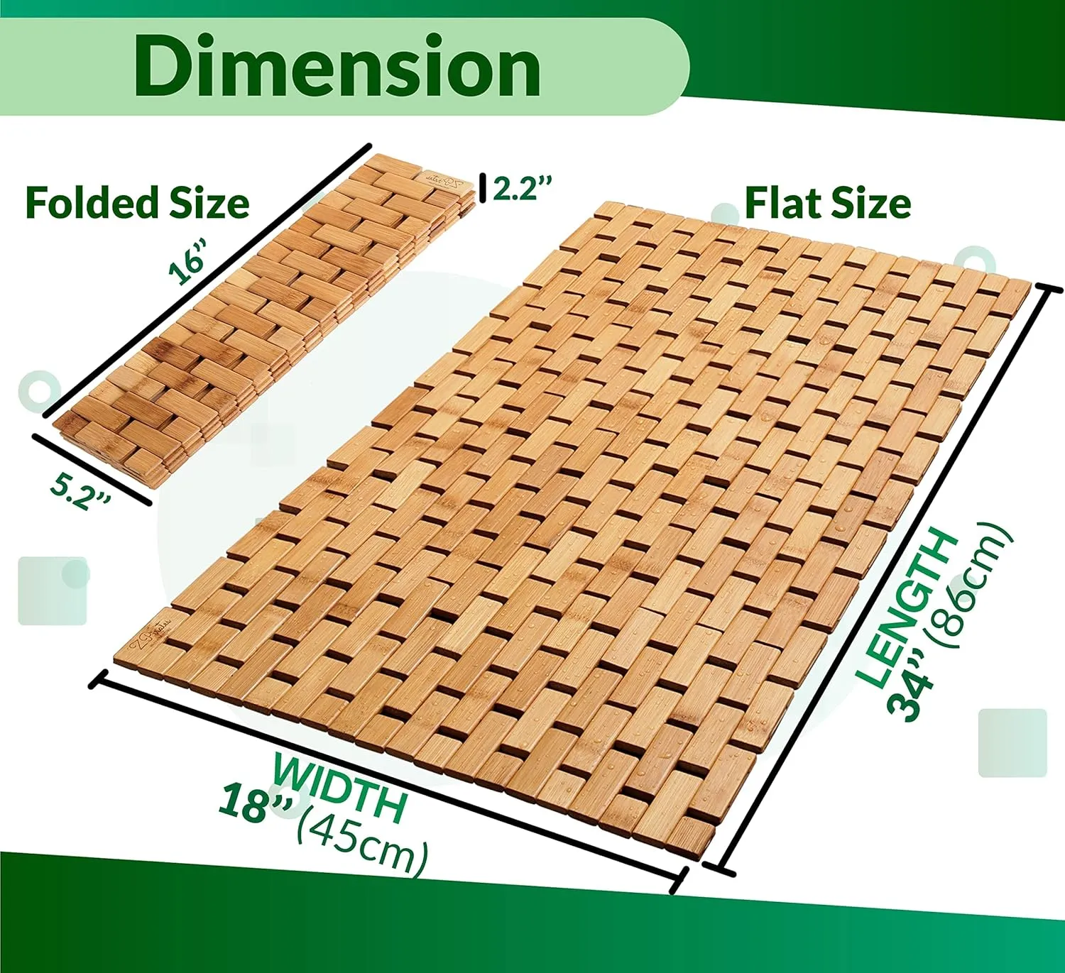 Natural Bamboo Wood Bath Mat, Wooden Door Mat