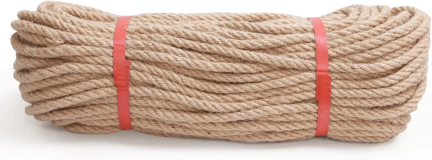 Natural Hemp Rope,1/3 Inch×200 Ft Jute Rope, Twisted Manila Rope, Twine String Indoor Outdoor DIY Thick Rope Home Decor Crafts for Bundling, Climbing, Hammock, Nautical, Tug of War
