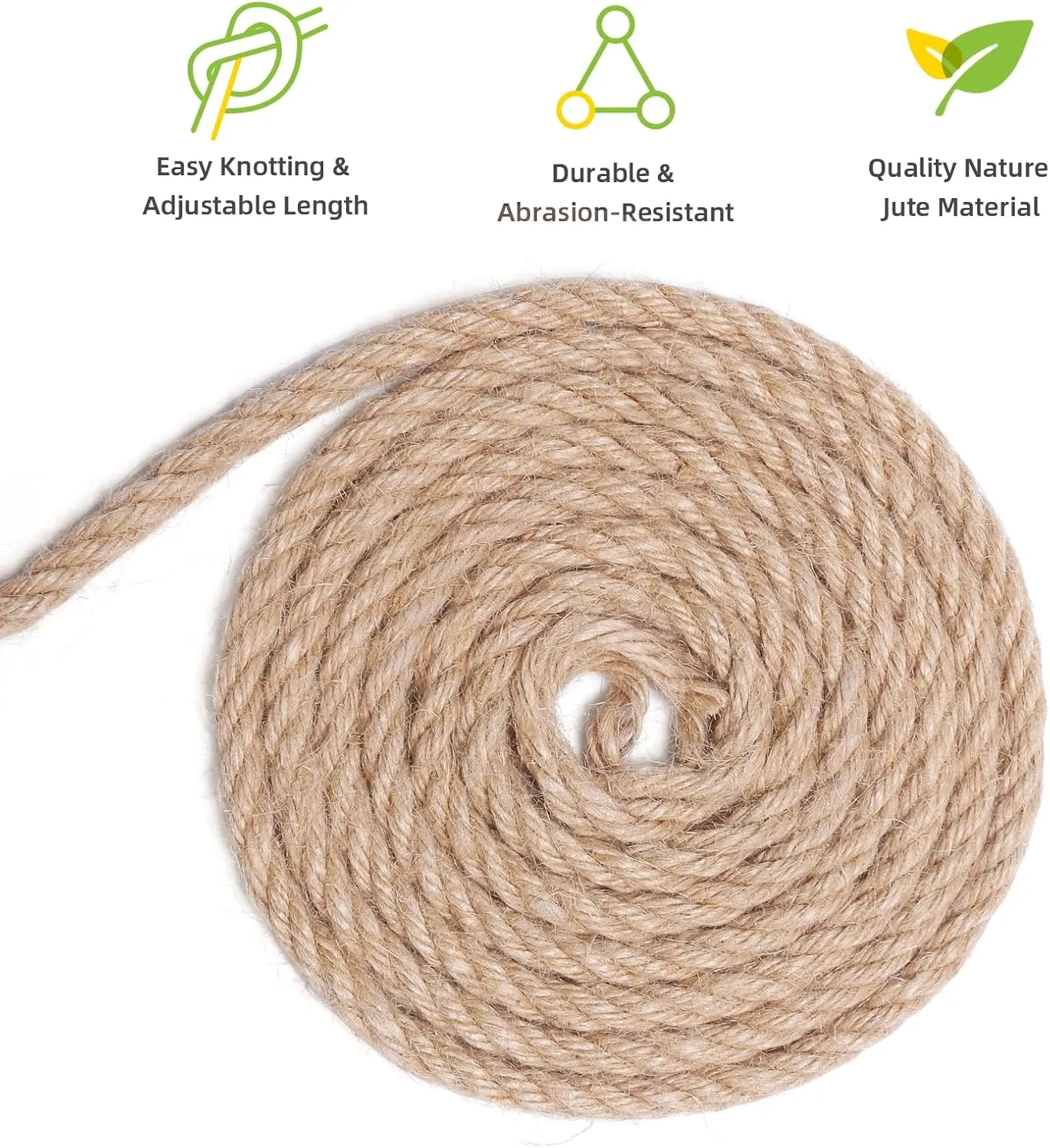 Natural Hemp Rope,1/3 Inch×200 Ft Jute Rope, Twisted Manila Rope, Twine String Indoor Outdoor DIY Thick Rope Home Decor Crafts for Bundling, Climbing, Hammock, Nautical, Tug of War
