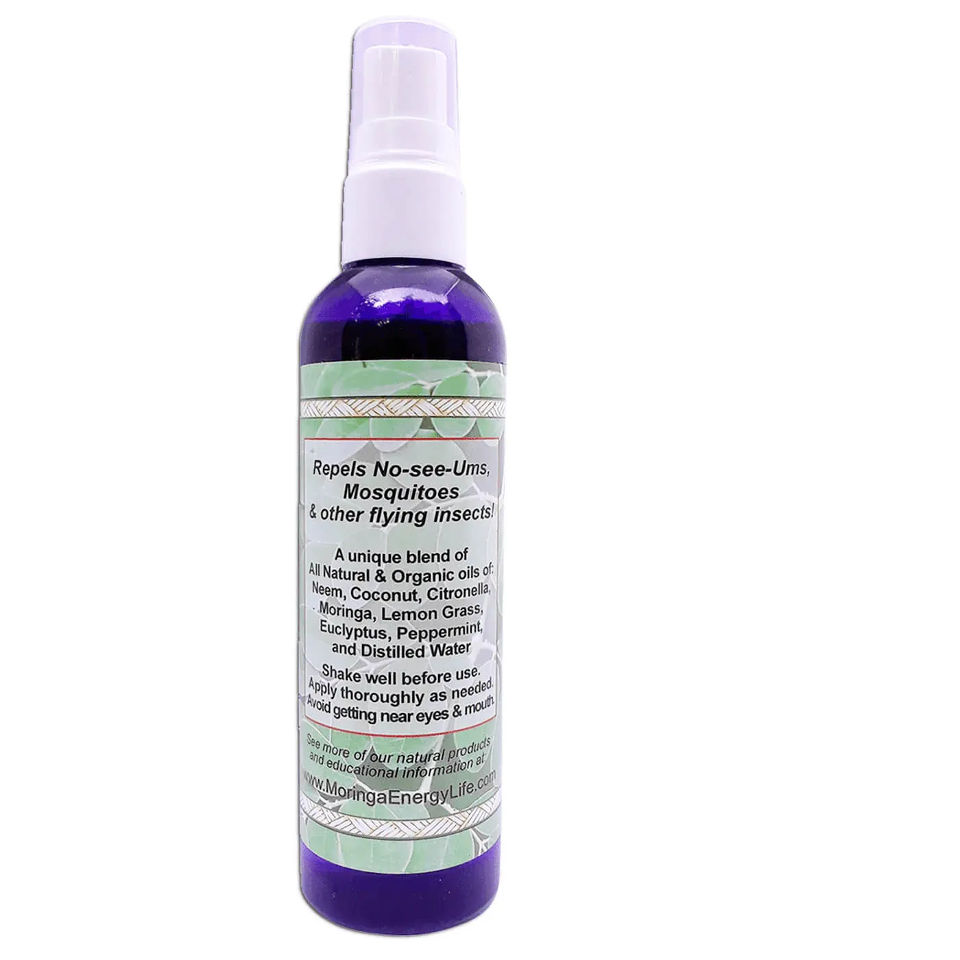 Natural Insect Repellent - Two 4 oz bottles of Moringa All Natural Bug Spray for Noseeum Mosquito Flies Deep Woods Outdoor