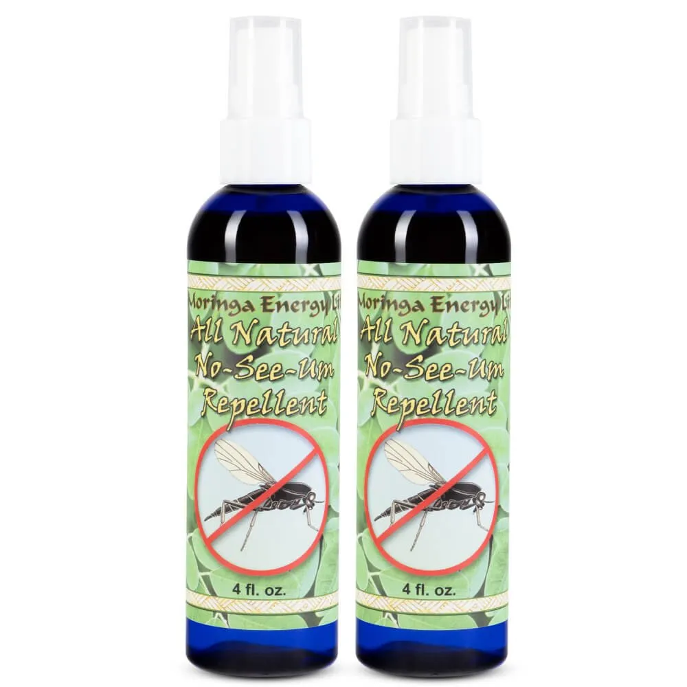 Natural Insect Repellent - Two 4 oz bottles of Moringa All Natural Bug Spray for Noseeum Mosquito Flies Deep Woods Outdoor