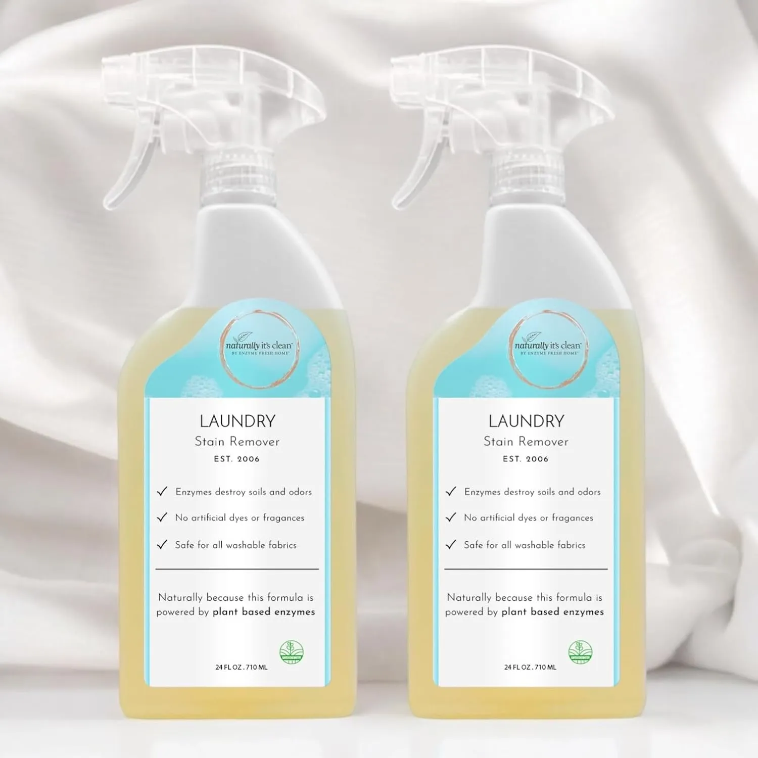 naturally it's clean Laundry Stain Remover, Spray and Odor Eliminator | Enzyme Powered and Fabric Safe | Removes Coffee, Grease, Makeup, Ink, Wine, and all Odors | 2 Pack