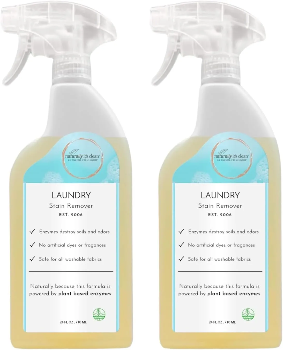 naturally it's clean Laundry Stain Remover, Spray and Odor Eliminator | Enzyme Powered and Fabric Safe | Removes Coffee, Grease, Makeup, Ink, Wine, and all Odors | 2 Pack