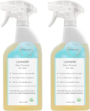 naturally it's clean Laundry Stain Remover, Spray and Odor Eliminator | Enzyme Powered and Fabric Safe | Removes Coffee, Grease, Makeup, Ink, Wine, and all Odors | 2 Pack