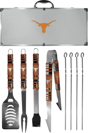 NCAA Siskiyou Sports Fan Shop Texas Longhorns Steel Tailgater BBQ Set w/Case 8 piece Gray