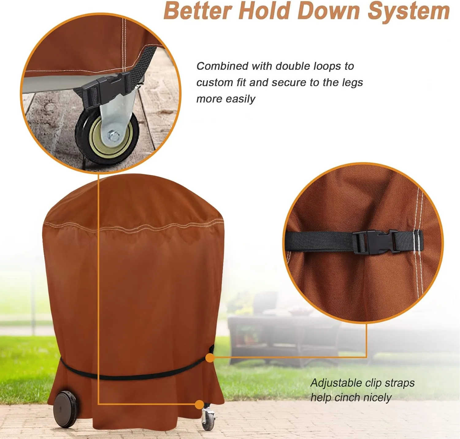 NettyPro Kettle Grill Cover 22 inch, Heavy Duty Waterproof Outdoor Small Charcoal Grill Cover Round, Brown