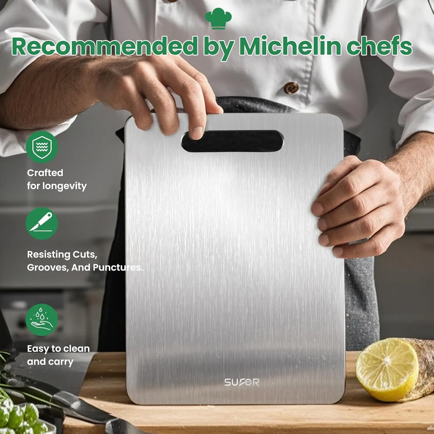 New Titanium Cutting Board, 100% Pure Titanium Cutting Boards For Kitchen, Non-Slip Chopping Board, Dishwasher Safe, Easy to Clean, Durable & Hygienic for Meat, Vegetables, Fruits (13 * 9)
