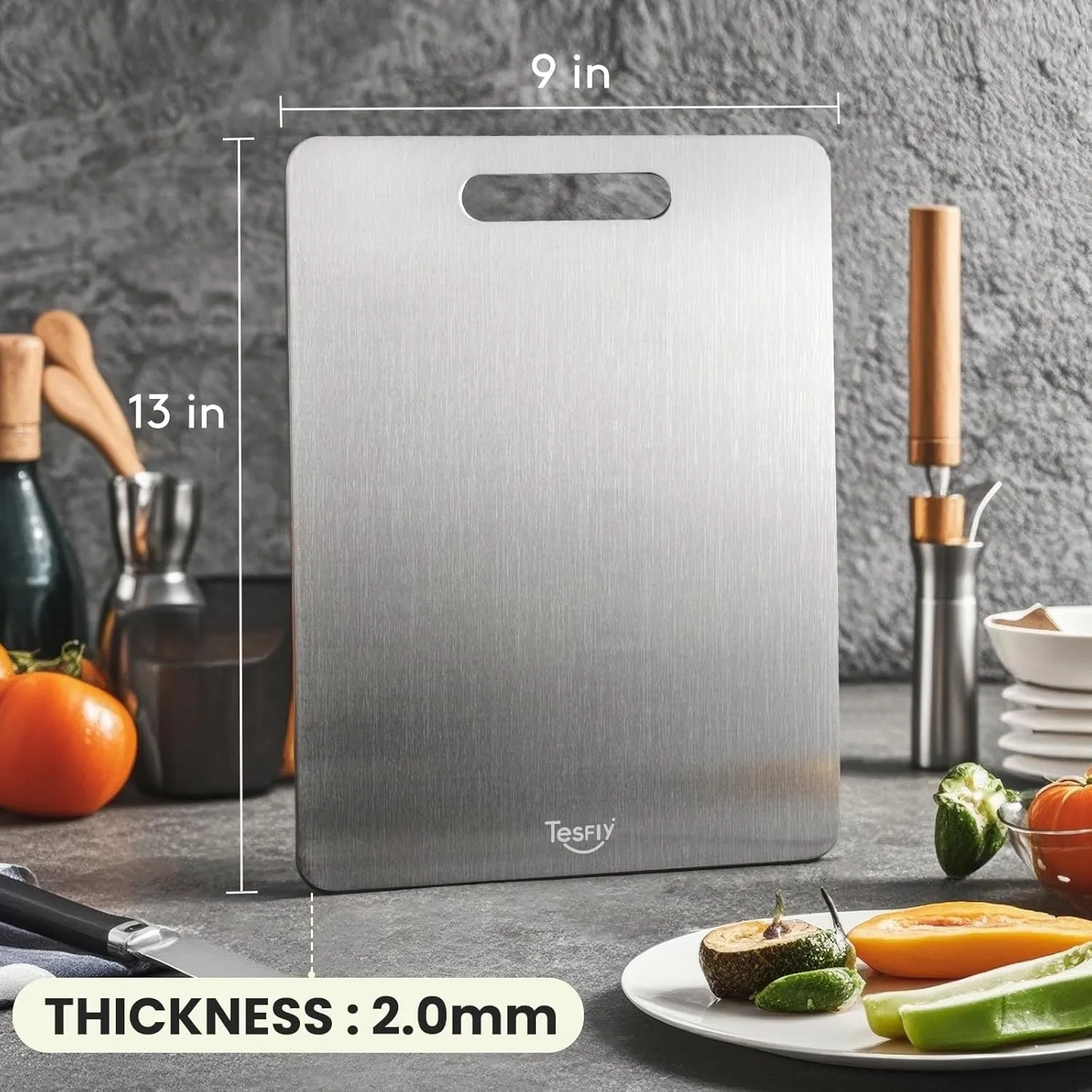 New Titanium Cutting Board - 100% Pure Titanium Cutting Boards For Kitchen,Easy to clean,Double-sided food-grade Cutting Board For Cutting Meats, Fruits And Vegetables(13 * 9)