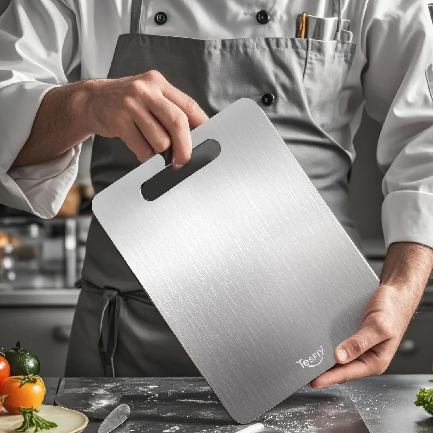 New Titanium Cutting Board - 100% Pure Titanium Cutting Boards For Kitchen,Easy to clean,Double-sided food-grade Cutting Board For Cutting Meats, Fruits And Vegetables(13 * 9)