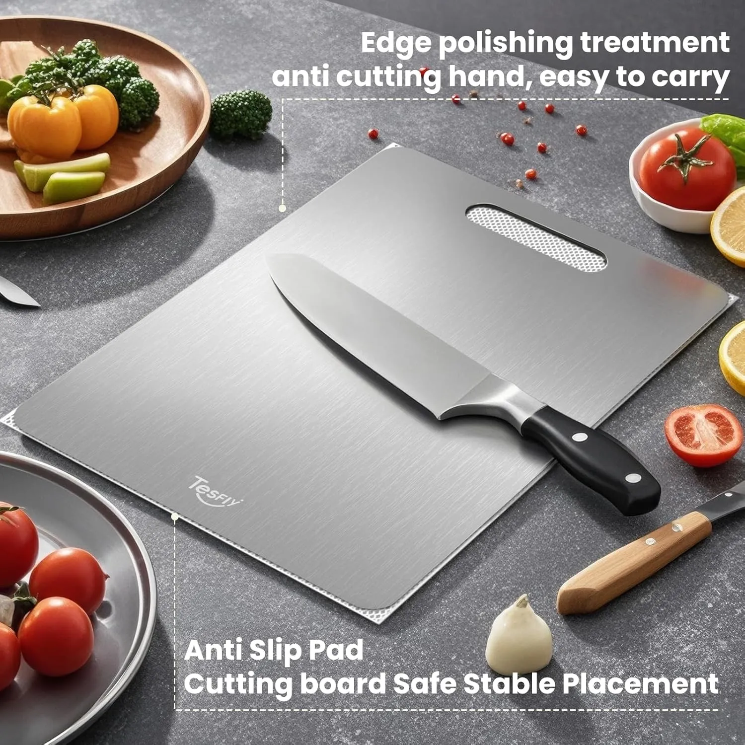 New Titanium Cutting Board - 100% Pure Titanium Cutting Boards For Kitchen,Easy to clean,Double-sided food-grade Cutting Board For Cutting Meats, Fruits And Vegetables(13 * 9)