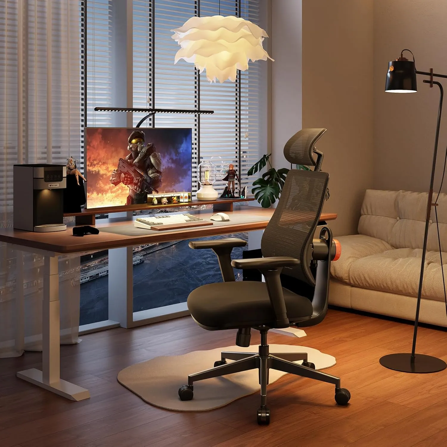 Newtral Ergonomic Home Office Chair, High Back Desk Chair with Unique Adaptive Lumbar Support, Adjustable Headrest, Seat Depth Adjustment, 96°-126° Tilt, Adjustable Armrest Recliner Chair for Office