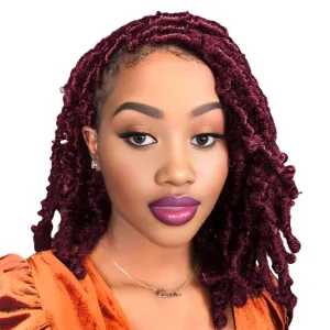 Niseyo 10 Inch Soft Butterfly Locs Crochet Hair 6 Packs Handmade Pre Looped Burgundy Distressed Faux Locs Crochet Butterfly Braids (BUG)