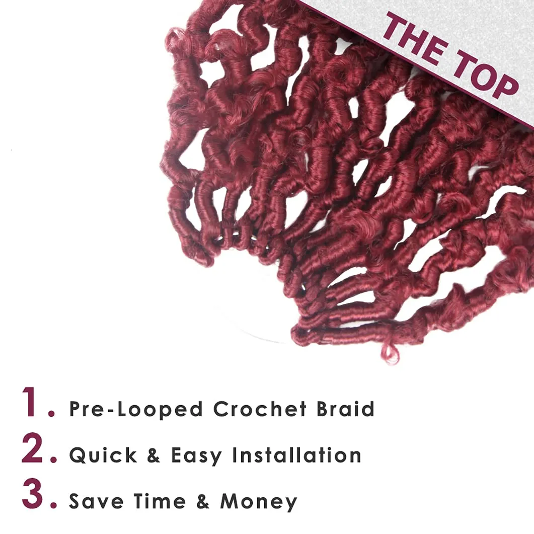 Niseyo 10 Inch Soft Butterfly Locs Crochet Hair 6 Packs Handmade Pre Looped Burgundy Distressed Faux Locs Crochet Butterfly Braids (BUG)