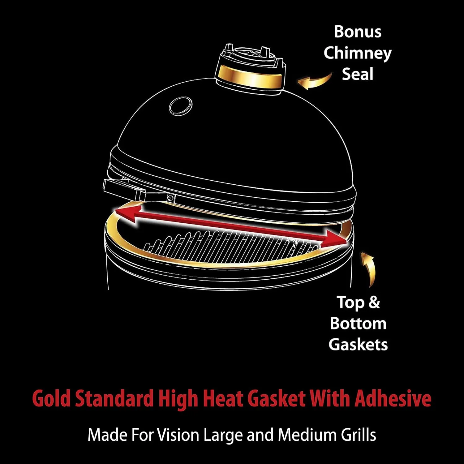 Nomex and Kevlar Gasket, Replacement for Vision Grill Series B High-Heat 14.5' Gasket Seal, 2-Year Warranty, Made in USA