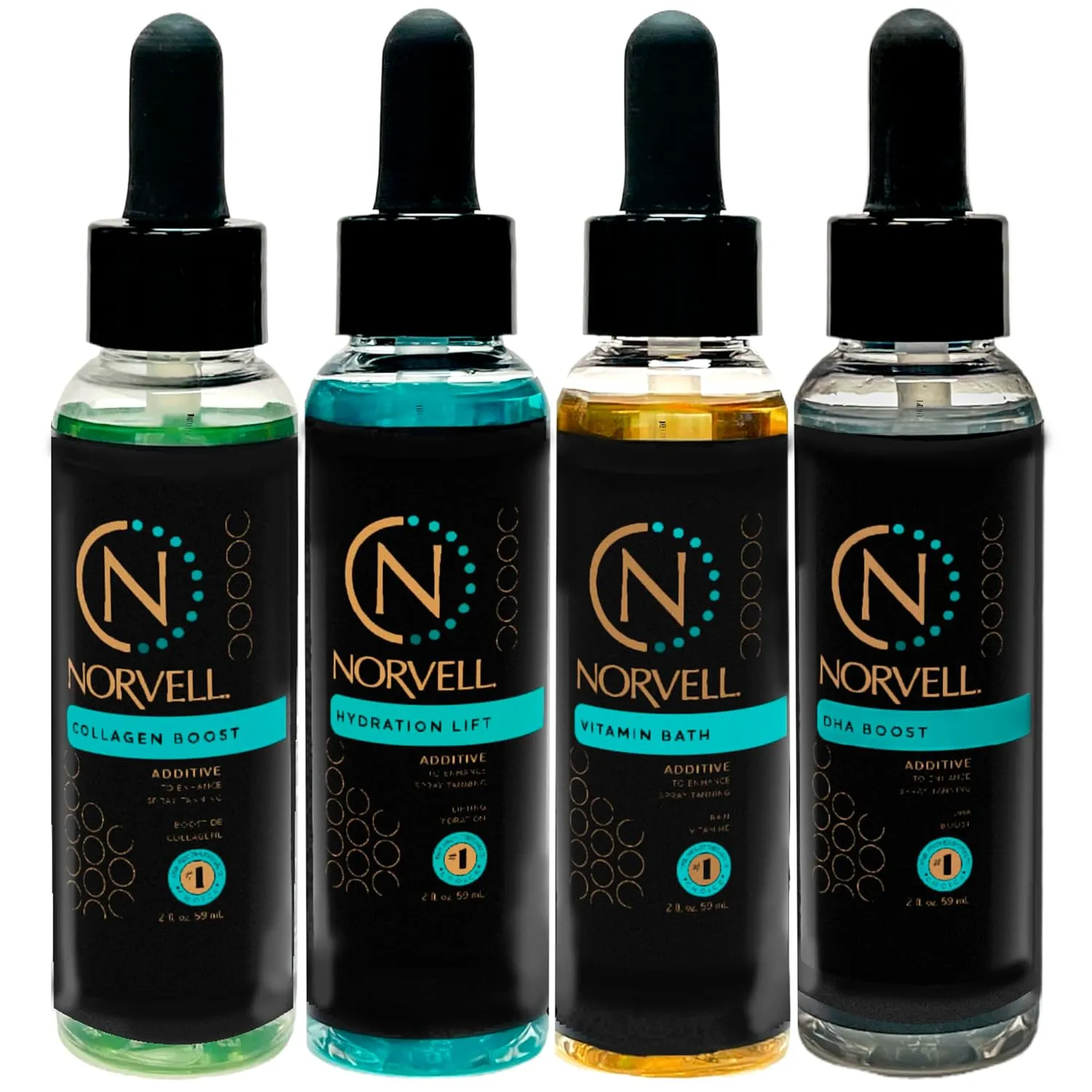 Norvell Pro Lab Kit - Professional Spray Tan Additives Kit, DHA Boost 2 oz., Hydration Lift 2 oz., Collagen Boost, & Vitamin Bath.