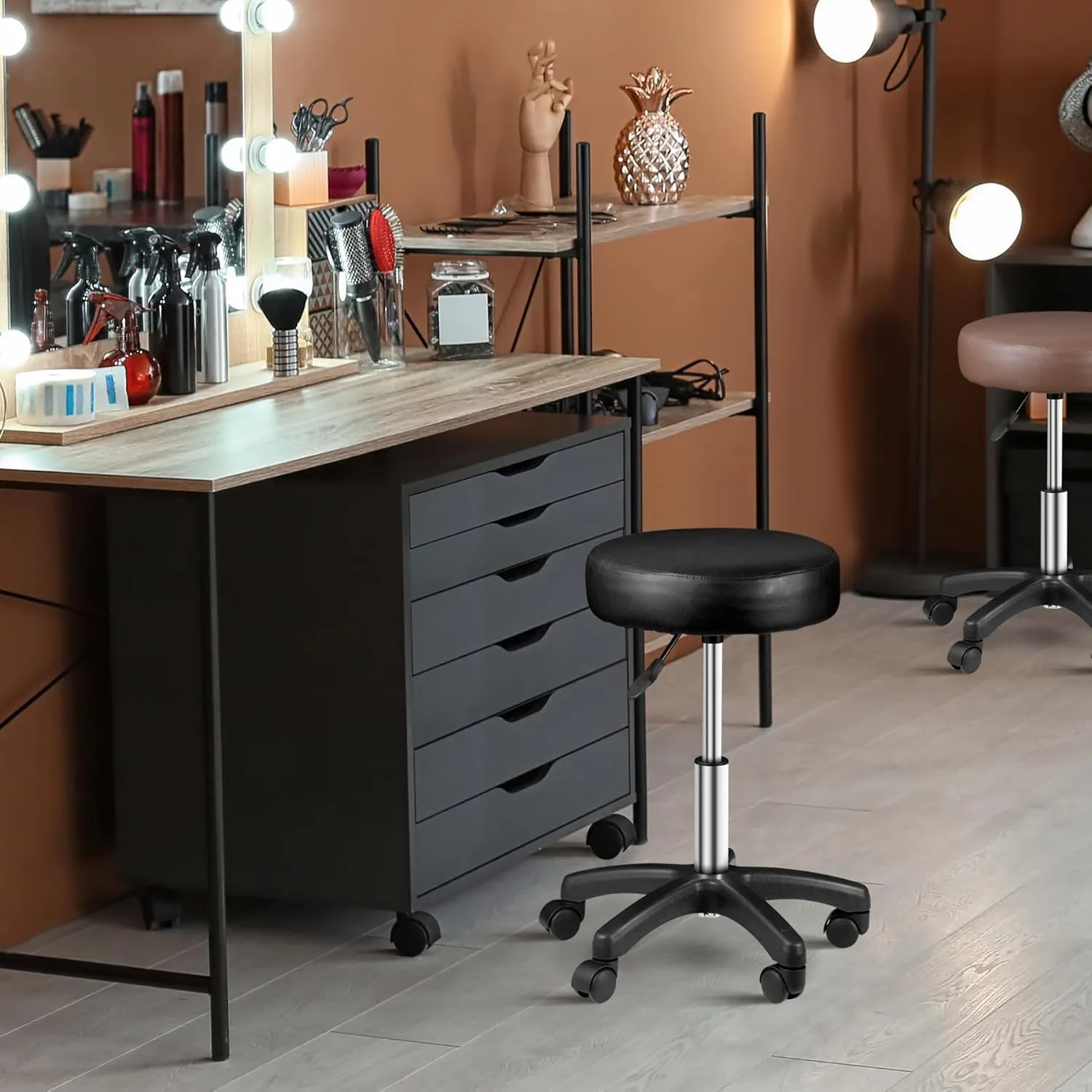 Nova Microdermabrasion Rolling Stools with Wheels PU Leather Adjustable Height Swivel Stools Chair for Salon Bar Tattoo Home Office Massage Medical Spa 350lb Weight Capacity