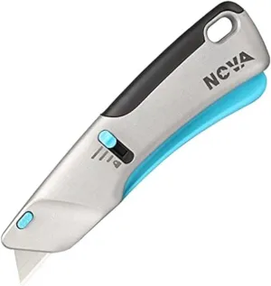 Nova Squeeze Trigger Utility Knife and Heavy Duty Box Cutter, Self Retractable Safety Knife, Ergonomic Aluminum Body, Safety-Lock Design, Durable and Safe