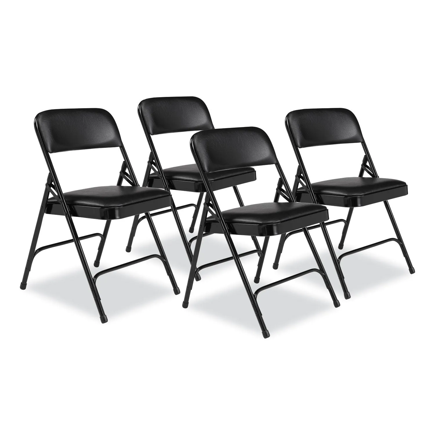 NPS® 1200 Series Premium Vinyl Dual-Hinge Folding Chair, Supports Up to 500 lb, 17.75" Seat Height, Caviar Black, 4/Carton