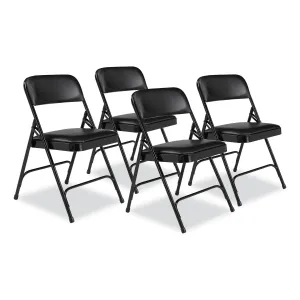 NPS® 1200 Series Premium Vinyl Dual-Hinge Folding Chair, Supports Up to 500 lb, 17.75" Seat Height, Caviar Black, 4/Carton
