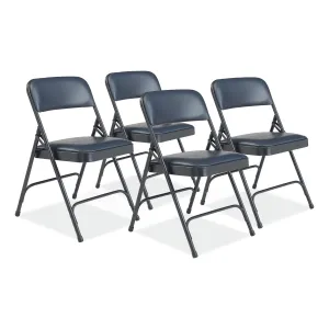 NPS® 1200 Series Vinyl Dual-Hinge Folding Chair, Supports Up to 500 lb, 17.75" Seat Height, Dark Midnight Blue, 4/Carton