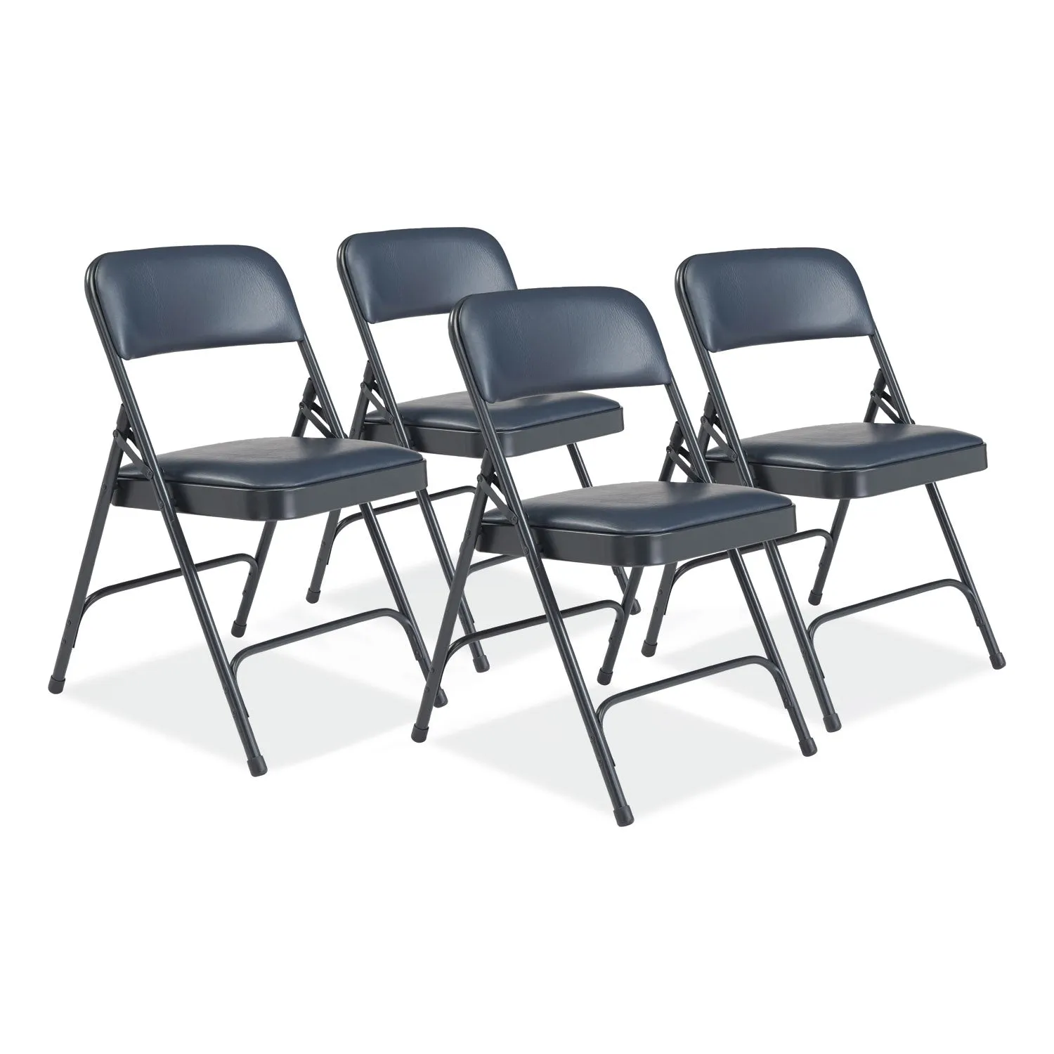 NPS® 1200 Series Vinyl Dual-Hinge Folding Chair, Supports Up to 500 lb, 17.75" Seat Height, Dark Midnight Blue, 4/Carton
