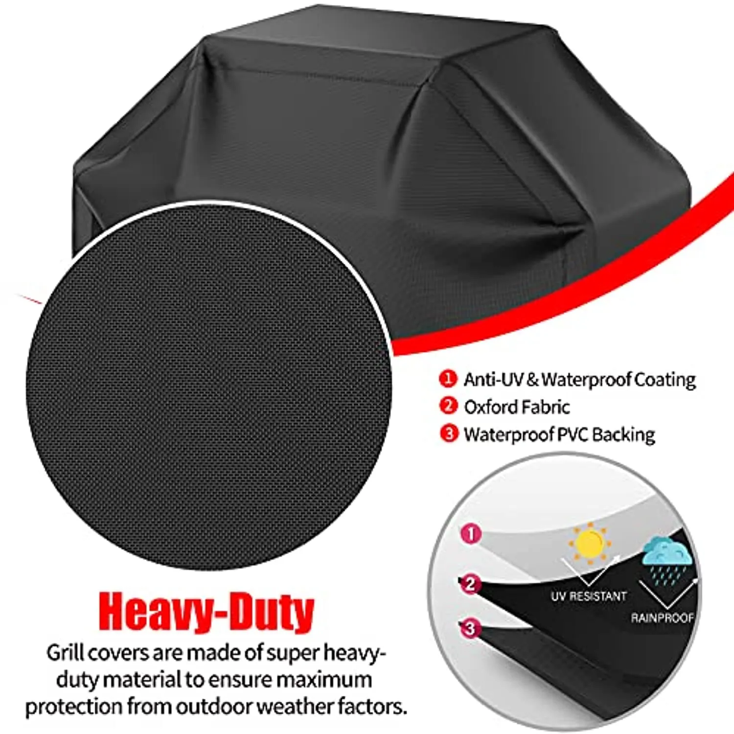 OAKIY Grill Cover, 58 inch BBQ Gas Grill Cover Waterproof Weather Resistant, UV and Fade Resistant, UV Resistant Materia for Weber Char-Broil Nexgrill Grills and More