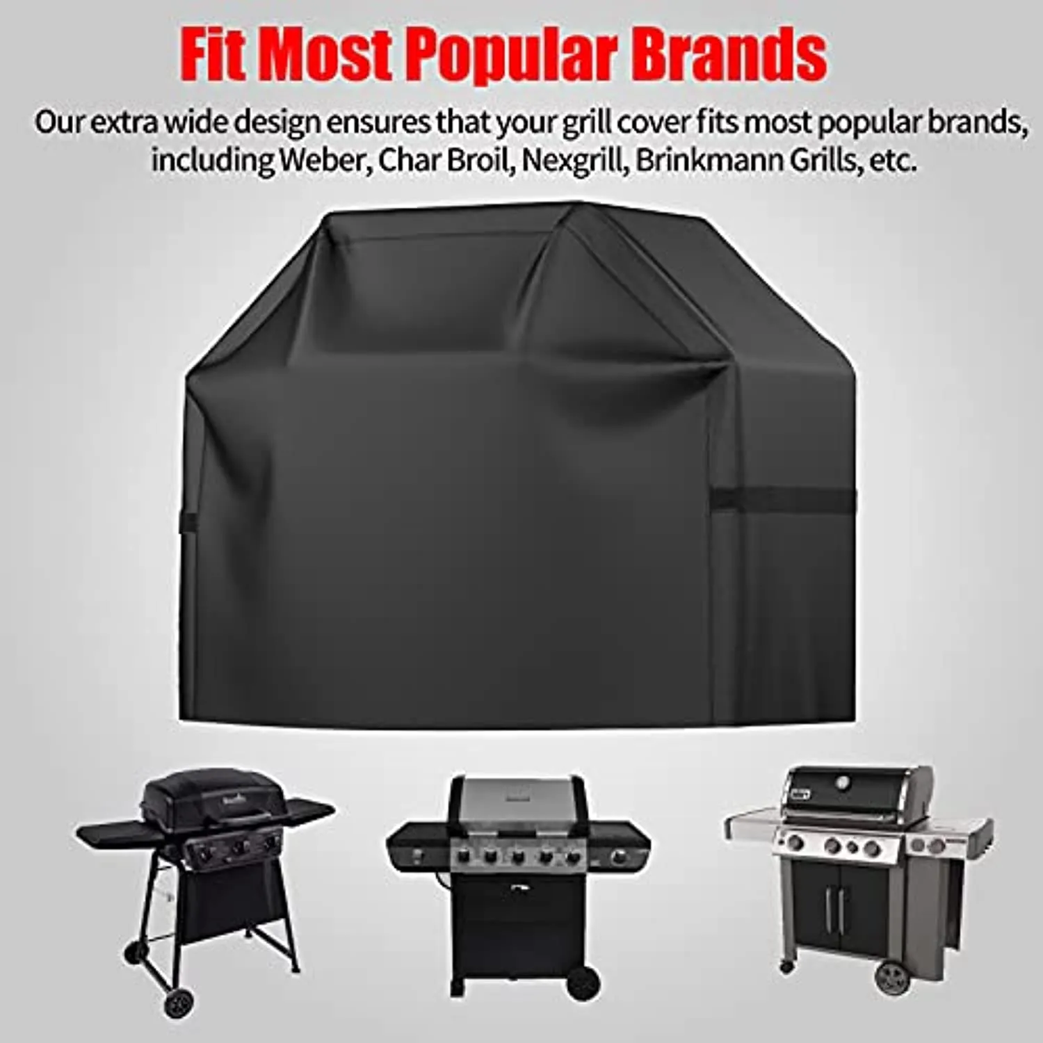 OAKIY Grill Cover, 58 inch BBQ Gas Grill Cover Waterproof Weather Resistant, UV and Fade Resistant, UV Resistant Materia for Weber Char-Broil Nexgrill Grills and More