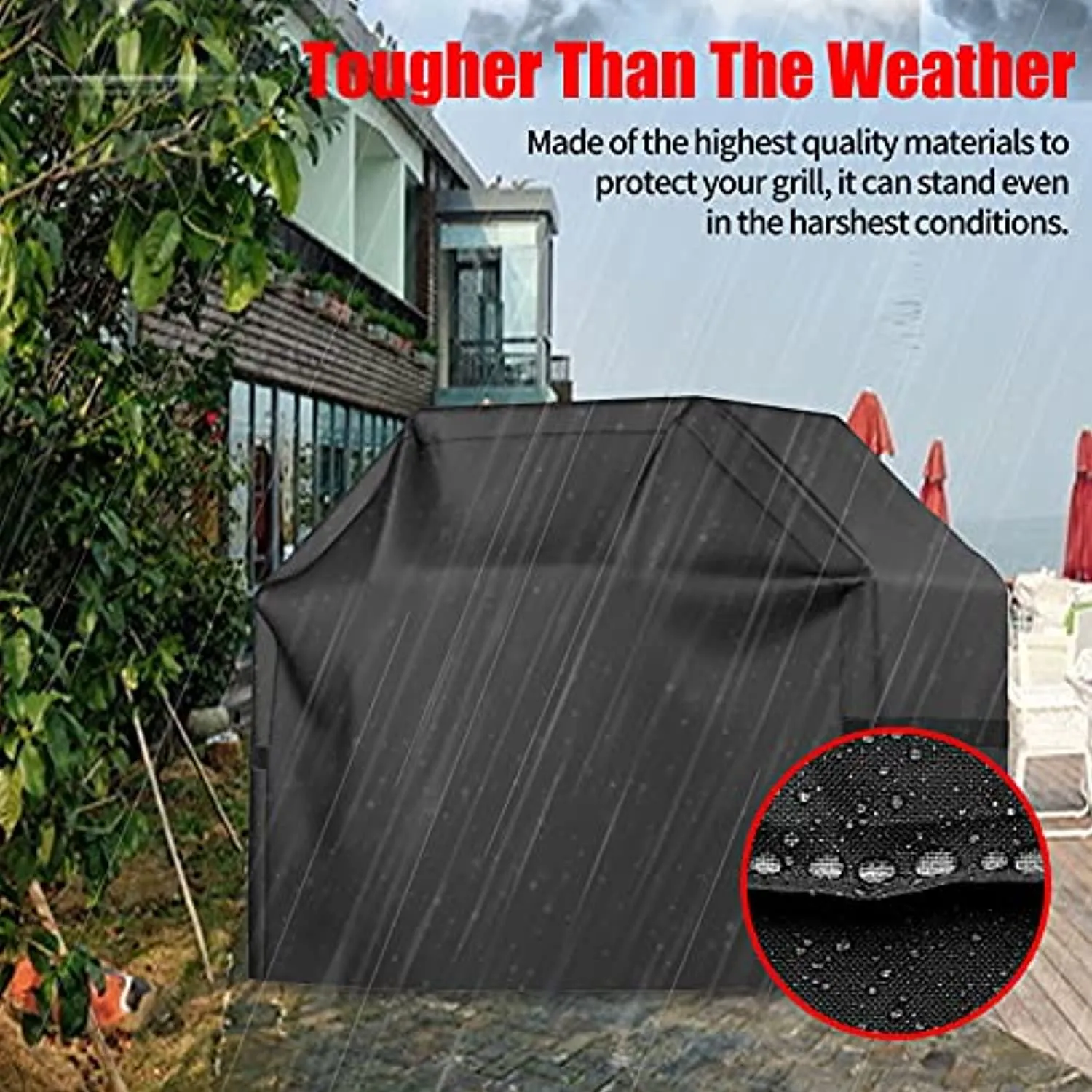 OAKIY Grill Cover, 58 inch BBQ Gas Grill Cover Waterproof Weather Resistant, UV and Fade Resistant, UV Resistant Materia for Weber Char-Broil Nexgrill Grills and More