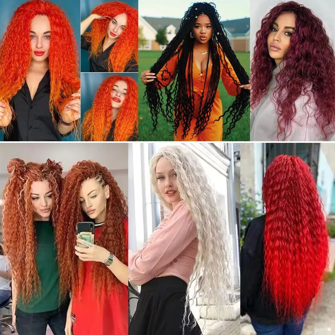 Ocean Wave Crochet Hair 30 Inch 3 Packs Deep Wave Braiding Hair Deep Curly Twist Crochet Hair For Black Women Synthetic Wavy Braiding Hair Extensions(AC-30Inch,Blond/Pink/Beige)