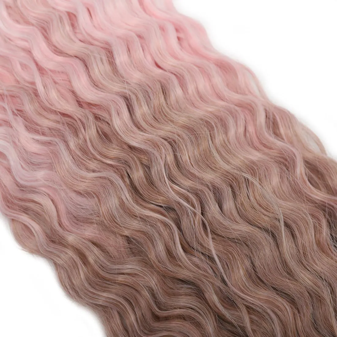 Ocean Wave Crochet Hair 30 Inch 3 Packs Deep Wave Braiding Hair Deep Curly Twist Crochet Hair For Black Women Synthetic Wavy Braiding Hair Extensions(AC-30Inch,Blond/Pink/Beige)