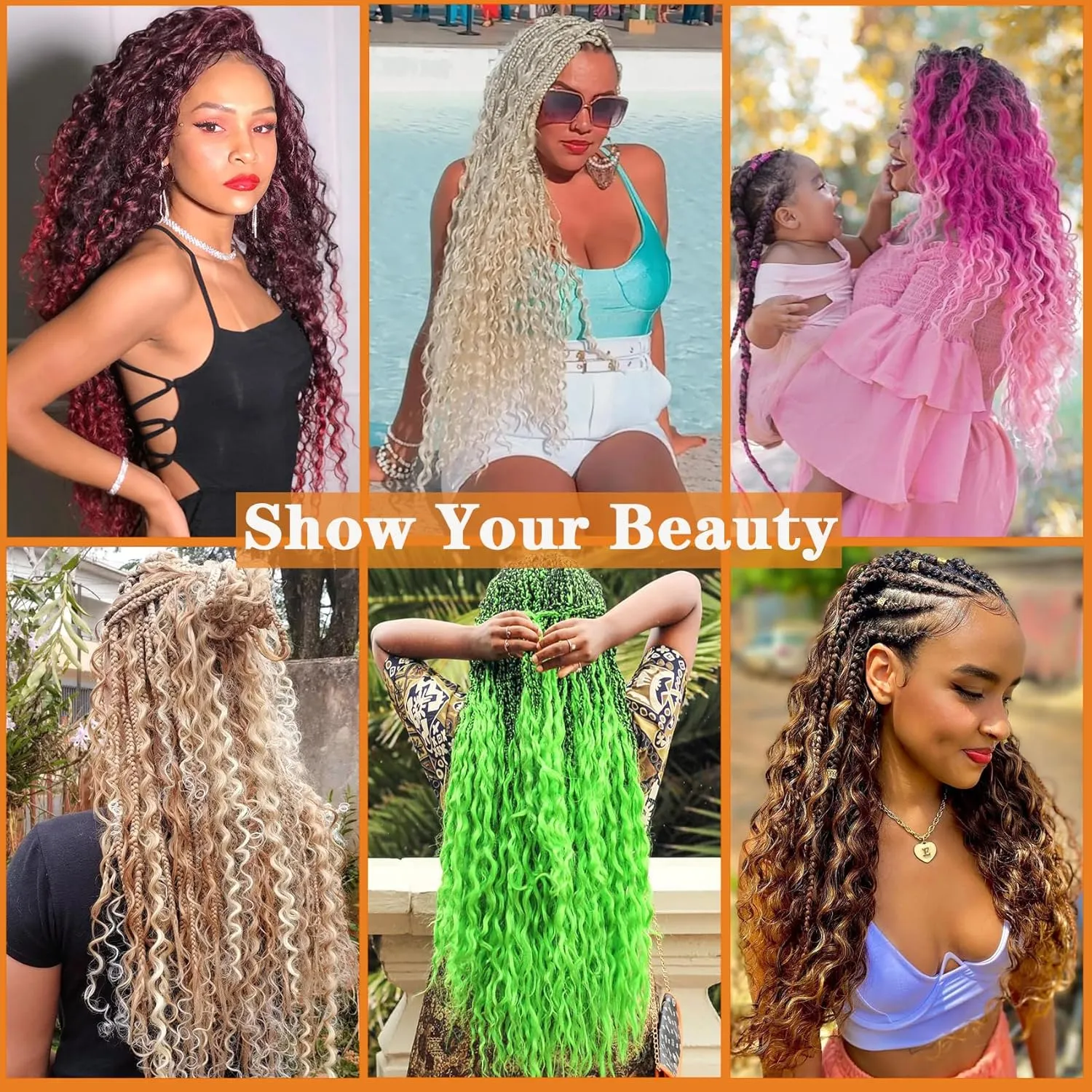 Ocean Wave Crochet Hair Ombre Brown Curly 18 Inch Deep Wave for Bohemian Knotless Braids Water Wave Hair for Women (18 Inch, 1B/30/27#)
