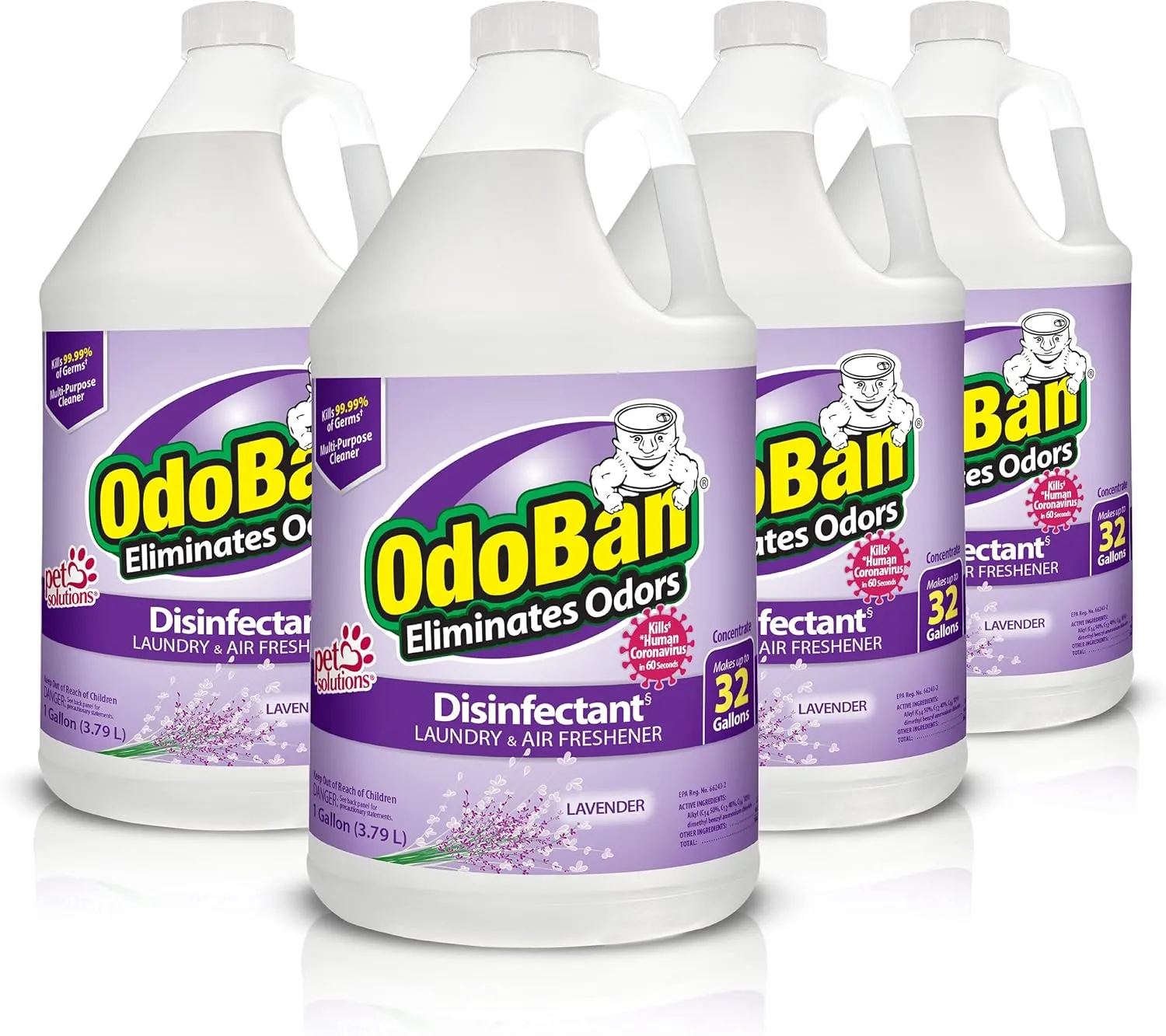 OdoBan Disinfectant Concentrate and Odor Eliminator, 4 Gallons, Lavender Scent