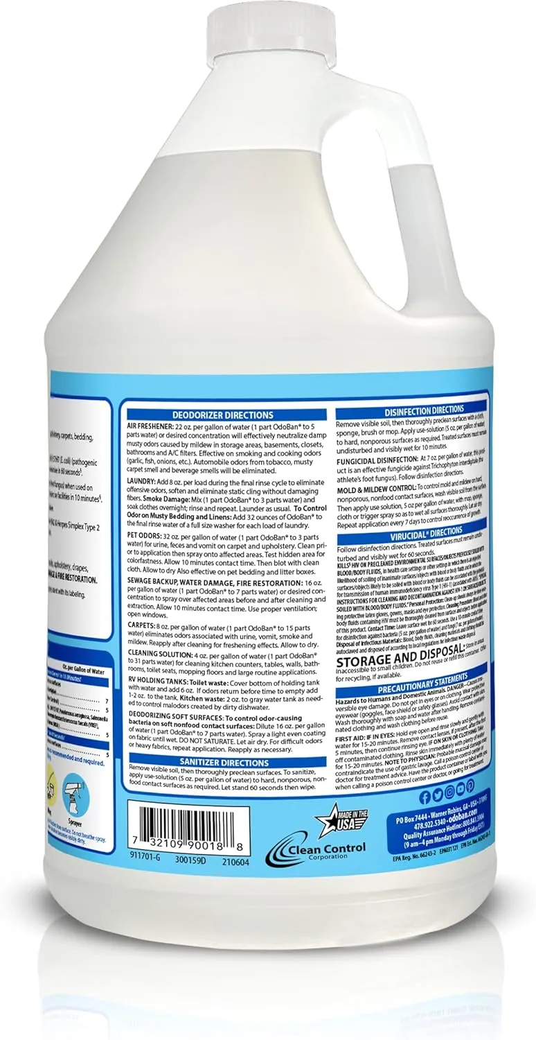 OdoBan Ready-to-Use Disinfectant and Odor Eliminator, Set of 2, 32 oz Spray and 1 Gallon Concentrate, Fresh Linen Scent