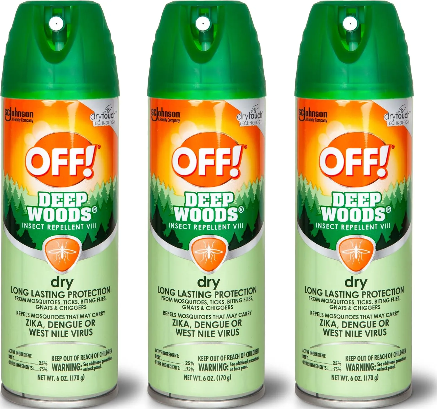 OFF! Deep Woods Insect Repellent Aerosol, Dry, Non-Greasy Formula, Bug Spray with Long Lasting Protection from Mosquitoes 6 Ounce (Pack of 3)