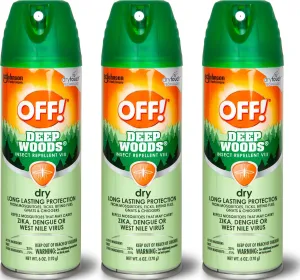 OFF! Deep Woods Insect Repellent Aerosol, Dry, Non-Greasy Formula, Bug Spray with Long Lasting Protection from Mosquitoes 6 Ounce (Pack of 3)