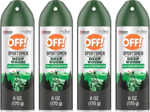 OFF! Deep Woods Sportsmen Insect Repellent Aerosol, Bug Spray Containing 30% Deet, Protects Against Mosquitoes, 6 Oz, 4 Count