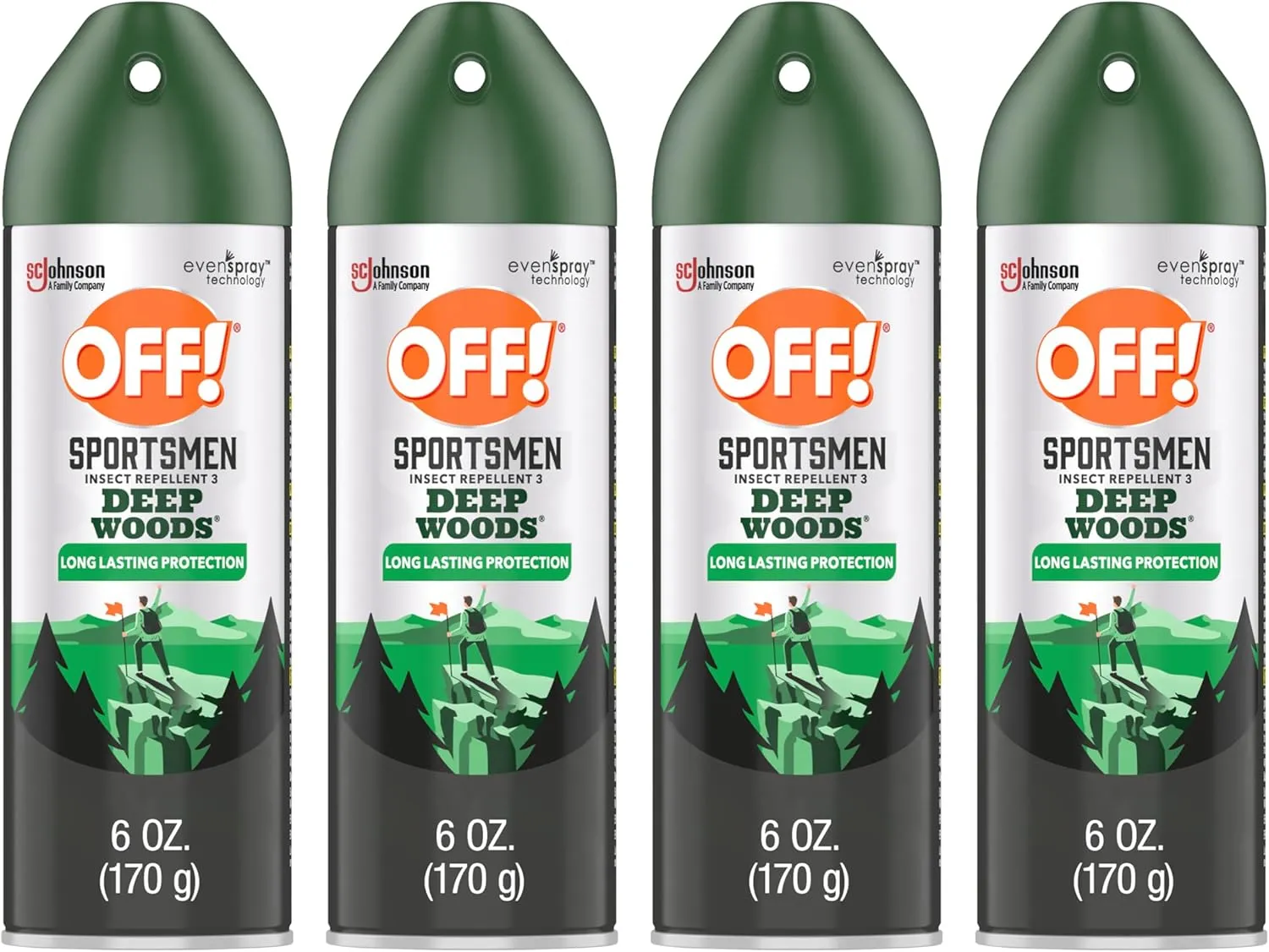 OFF! Deep Woods Sportsmen Insect Repellent Aerosol, Bug Spray Containing 30% Deet, Protects Against Mosquitoes, 6 Oz, 4 Count