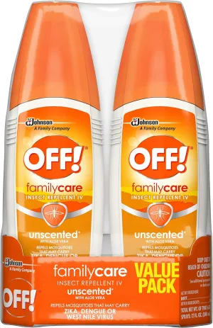 OFF! FamilyCare Insect & Mosquito Repellent Spritz, Unscented Bug spray with Aloe-Vera, 7% Deet, 6 oz (Pack of 2)