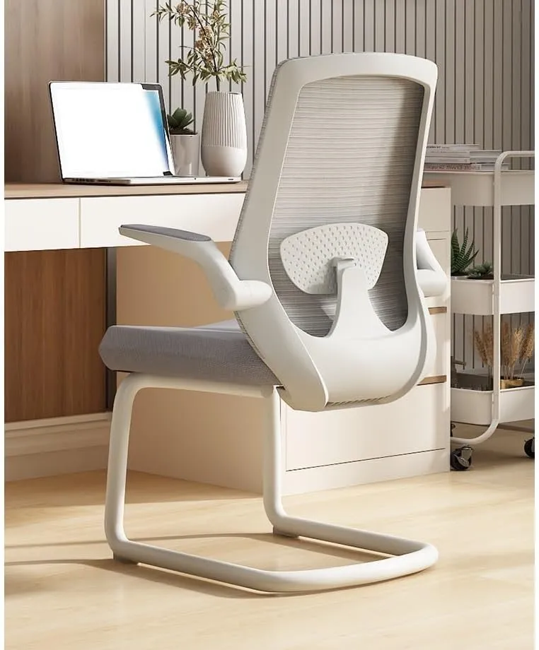 Office Chair Executive Office Chair Mesh Side Reception Chair with Adjustable Armrests and Metal Sled Base Chair for Desk(Blue)