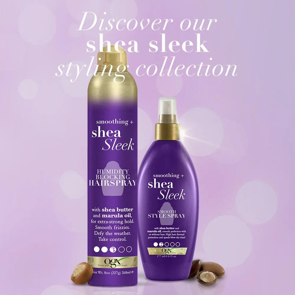 OGX Smoothing   Shea Sleek Humidity Blocking Hairspray, 8 Ounce, Purple