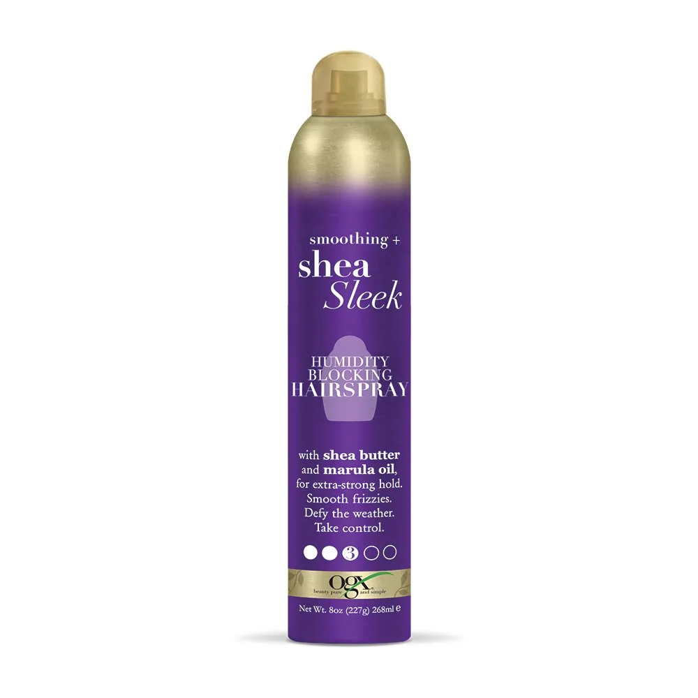 OGX Smoothing   Shea Sleek Humidity Blocking Hairspray, 8 Ounce, Purple