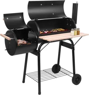 oil drum charcoal grill, barbecue grill, high-temperature spray paint (500-600 degrees) diameter 15cm plastic wheels, camping, barbecue, party good helper.