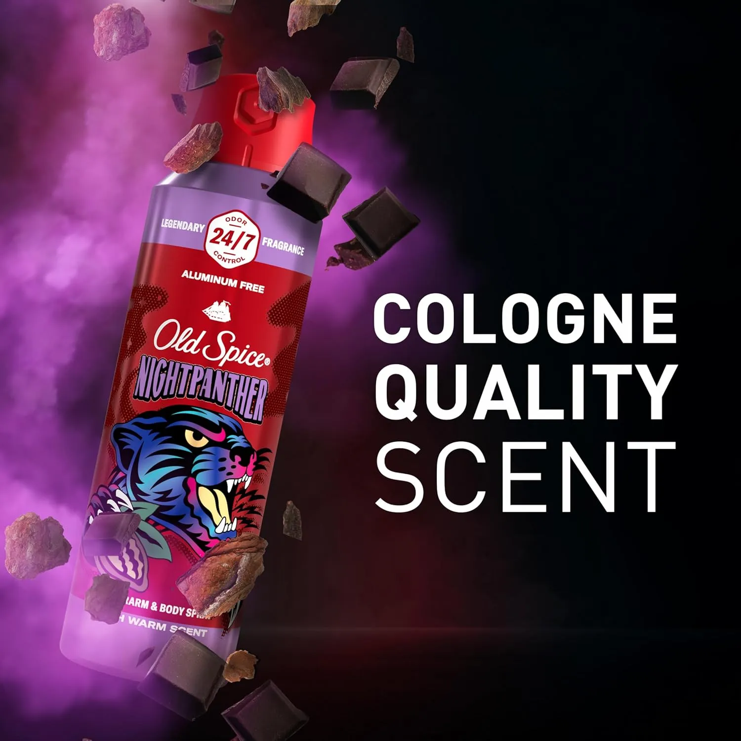 Old Spice Aluminum Free Body Spray for Men, 24/7 Odor Protection, 24/7 Lasting Fragnance & Freshness, Cologne Quality Scent, Nightpanther with Rich Warm Scent, 5.1 oz (Pack of 3)