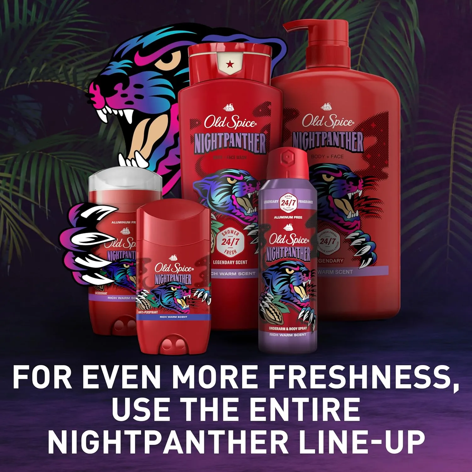Old Spice Aluminum Free Body Spray for Men, 24/7 Odor Protection, 24/7 Lasting Fragnance & Freshness, Cologne Quality Scent, Nightpanther with Rich Warm Scent, 5.1 oz (Pack of 3)