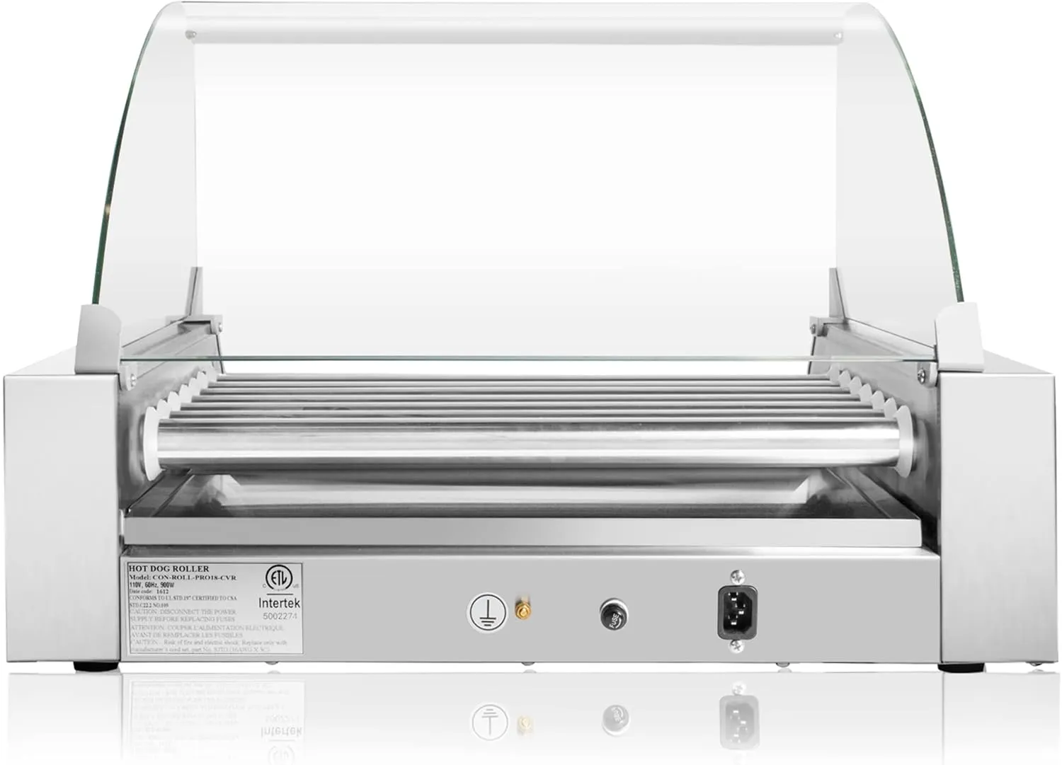 Olde Midway Electric 18 Hot Dog 7 Roller Grill Cooker Machine with Cover 900-Watt - Commercial Grade